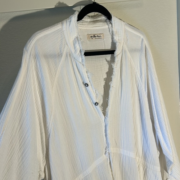 WE THE FREE fabulous boho tunic shirt EUC in Size XL Ivory gauze-y button down - Picture 10 of 13